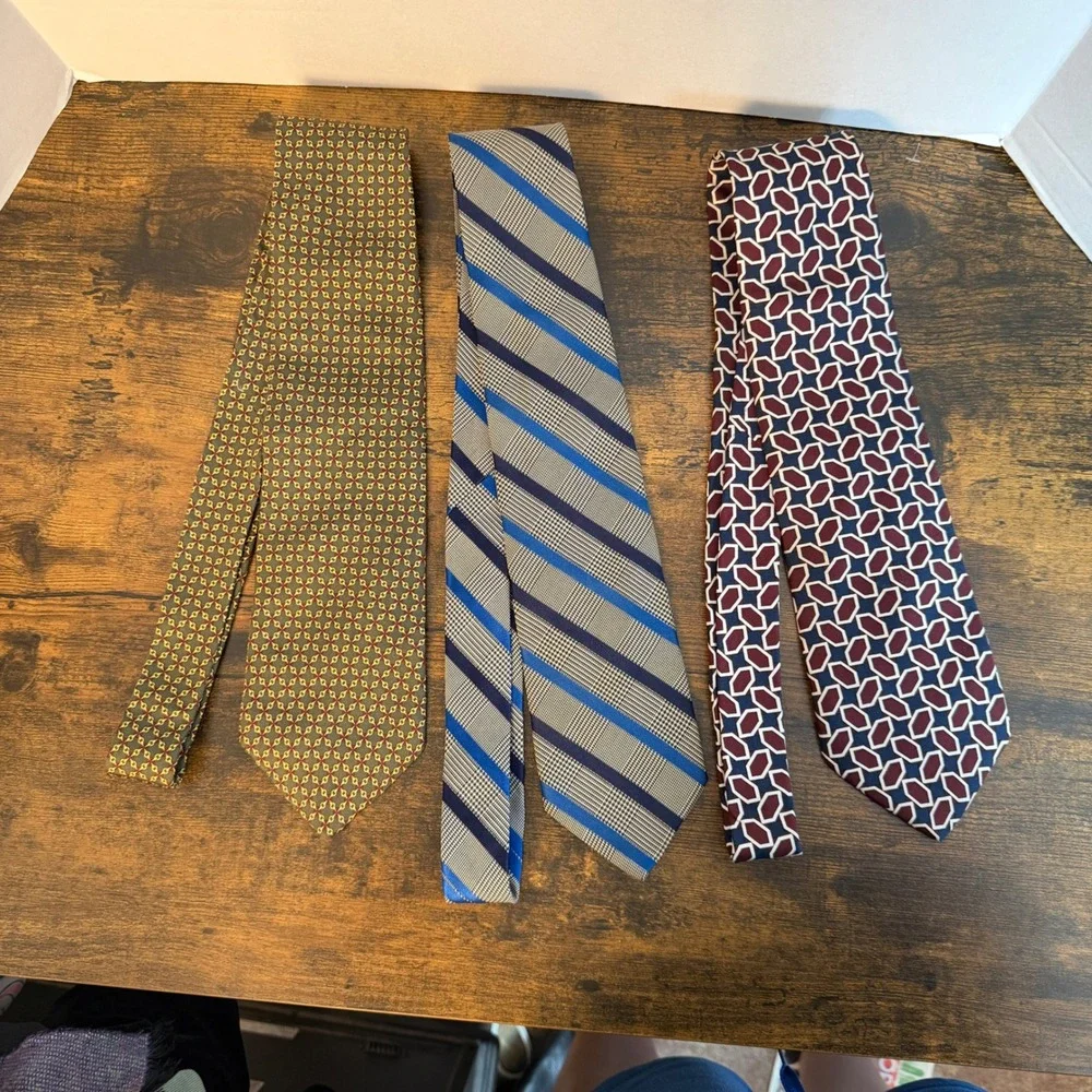Brooks Brothers Ties Mens Multi Pattern Silk Lot of 3 Geometric Stripe Tie